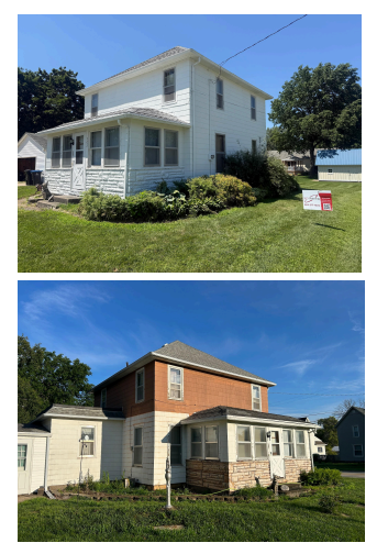 before and after paint job of an exterior house